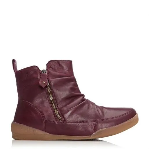 Sh Idol Burgundy Leather Women Moda In Pelle Ankle Boots