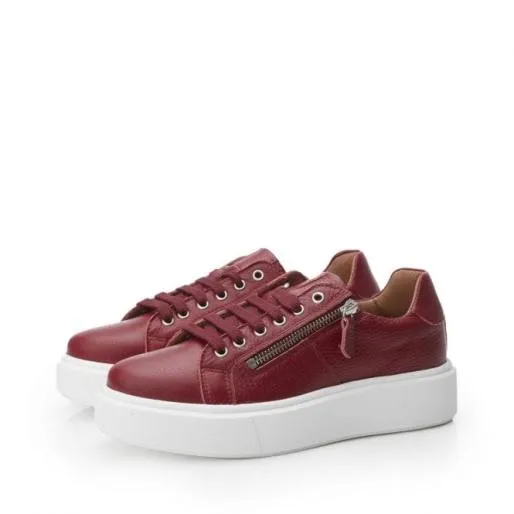 Sh Idris Burgundy Leather Women Moda In Pelle Casual Shoes And Trainers