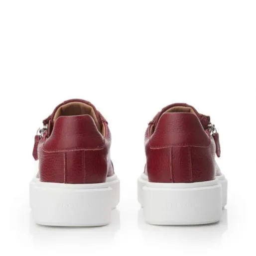 Sh Idris Burgundy Leather Women Moda In Pelle Casual Shoes And Trainers