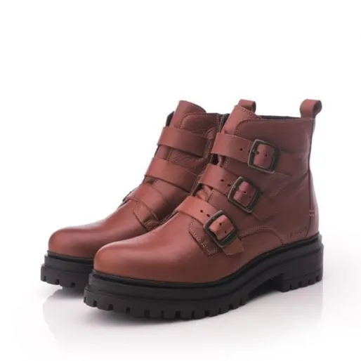 Sh Iguacu Tan Leather Women Moda In Pelle Ankle Boots