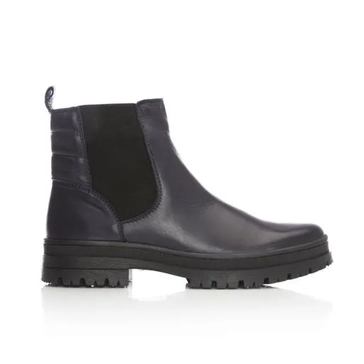 Sh Ilkley Navy Leather Women Moda In Pelle Ankle Boots