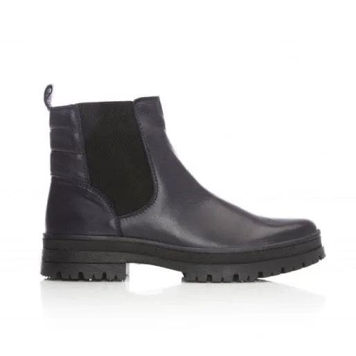 Sh Ilkley Navy Leather Women Moda In Pelle Ankle Boots