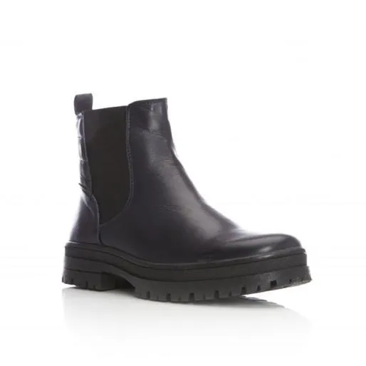 Sh Ilkley Navy Leather Women Moda In Pelle Ankle Boots