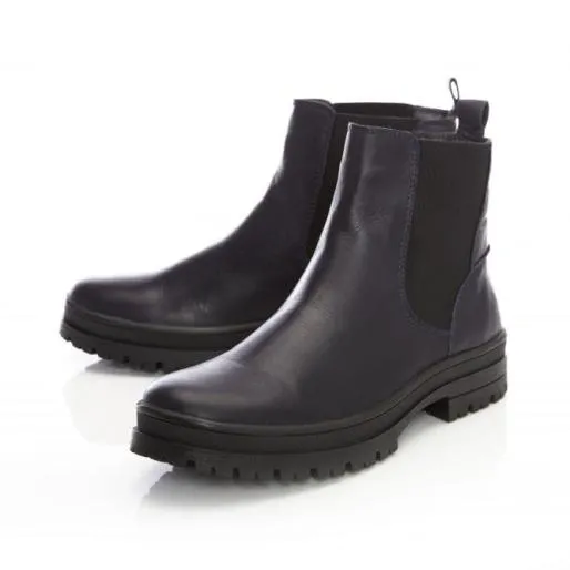 Sh Ilkley Navy Leather Women Moda In Pelle Ankle Boots