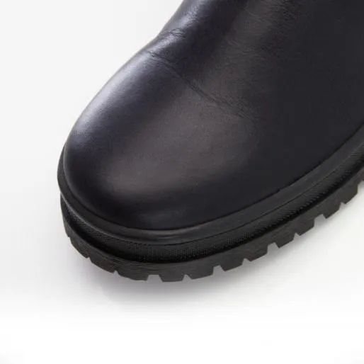 Sh Ilkley Navy Leather Women Moda In Pelle Ankle Boots