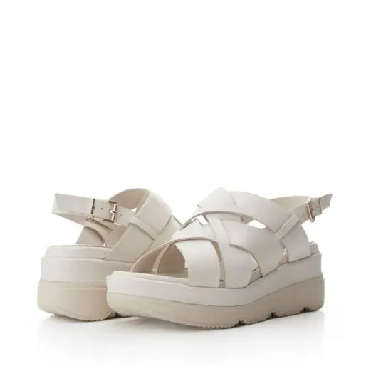Sh Ilko Off White Leather Women Moda In Pelle Wedge Sandals Sh Ilko Off White Leather Women Moda In Pelle Wedge Sandals
