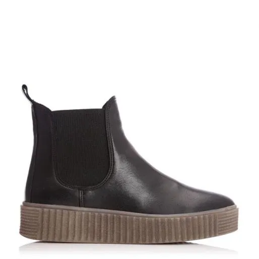 Sh Illom Black Leather Women Moda In Pelle Ankle Boots