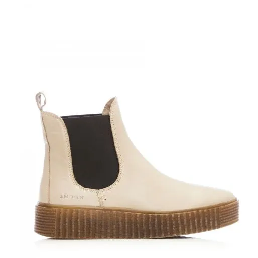 Sh Illom Cream Leather Women Moda In Pelle Ankle Boots
