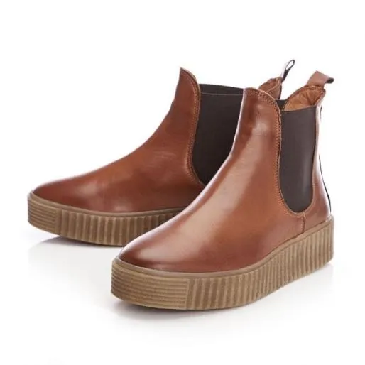 Sh Illom Tan Leather Women Moda In Pelle Ankle Boots