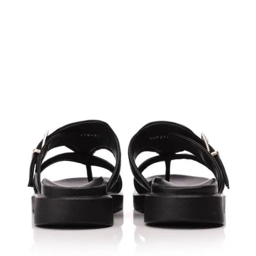 Sh Impost Black Leather Women Moda In Pelle Slider Sandals Sh Impost Black Leather Women Moda In Pelle Slider Sandals