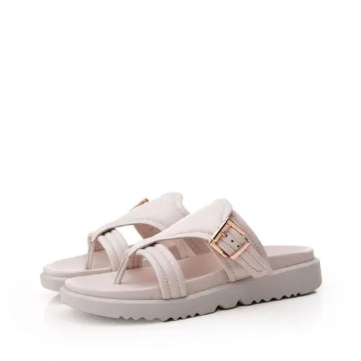 Sh Impost Off White Leather Women Moda In Pelle Slider Sandals Sh Impost Off White Leather Women Moda In Pelle Slider Sandals