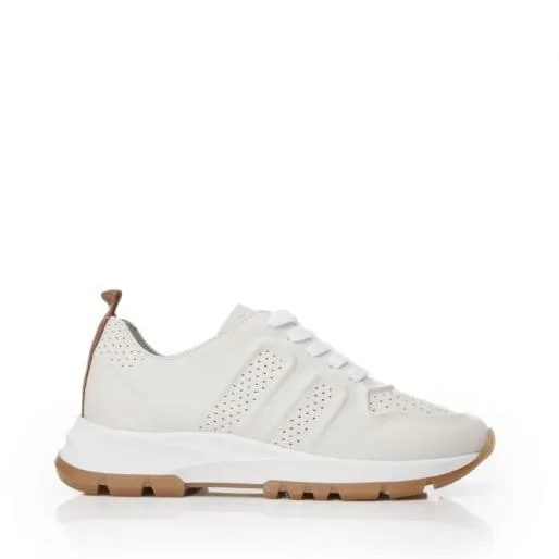 Sh Indigo WhiteTan Leather Women Moda In Pelle Chunky Trainers