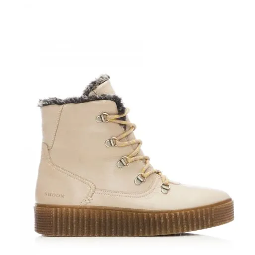 Sh Infur Cream Leather Women Moda In Pelle Ankle Boots