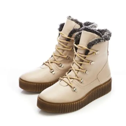 Sh Infur Cream Leather Women Moda In Pelle Ankle Boots