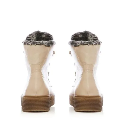 Sh Infur Cream Leather Women Moda In Pelle Ankle Boots