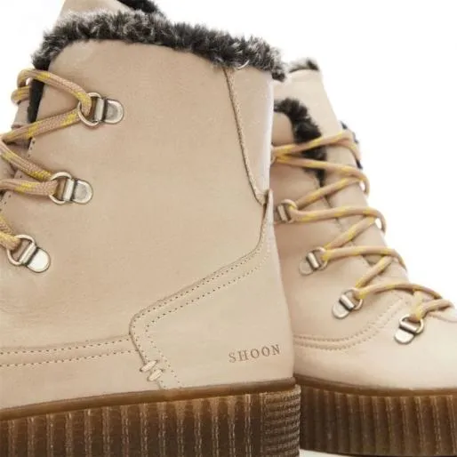 Sh Infur Cream Leather Women Moda In Pelle Ankle Boots