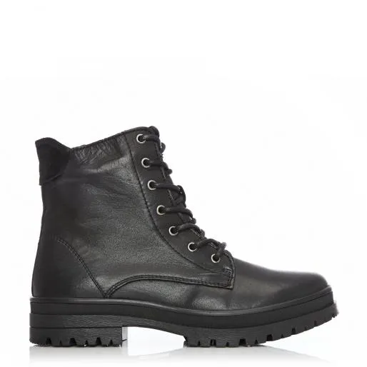 Sh Irlam Black Leather Women Moda In Pelle Ankle Boots