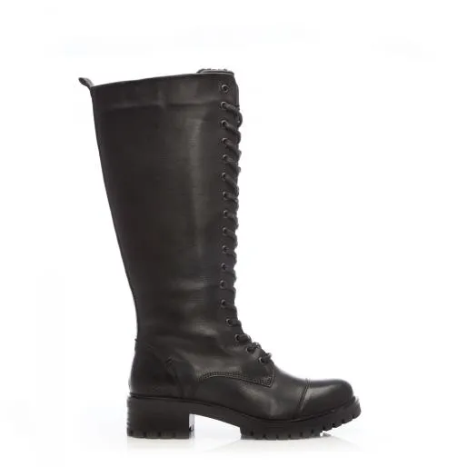 Sh Irrona Black Leather Women Moda In Pelle Knee High Boots