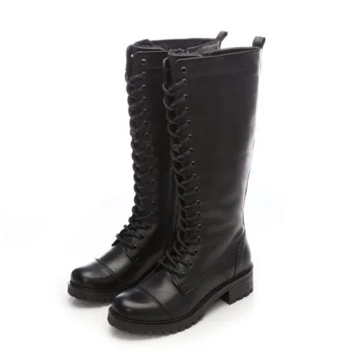 Sh Irrona Black Leather Women Moda In Pelle Knee High Boots Sh Irrona Black Leather Women Moda In Pelle Knee High Boots
