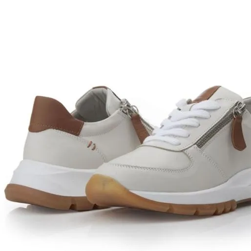 Sh Iruba WhiteTan Leather Women Moda In Pelle Chunky Trainers Sh Iruba WhiteTan Leather Women Moda In Pelle Chunky Trainers