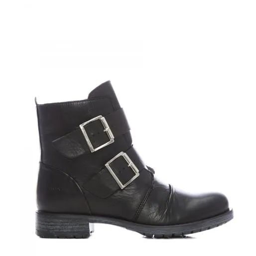 Sh Irving Black Leather Women Moda In Pelle Ankle Boots
