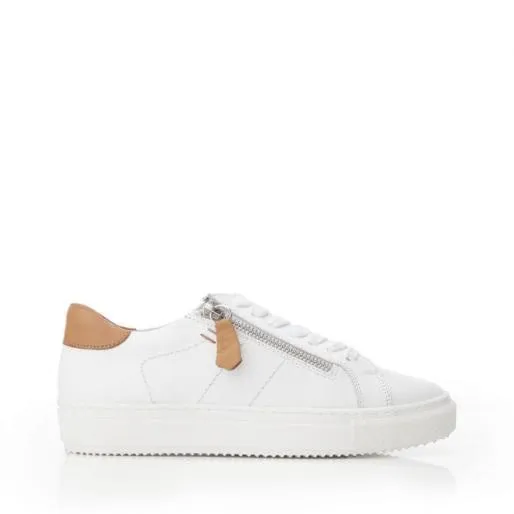 Sh Ivana WhiteTan Leather Women Moda In Pelle Casual Trainers