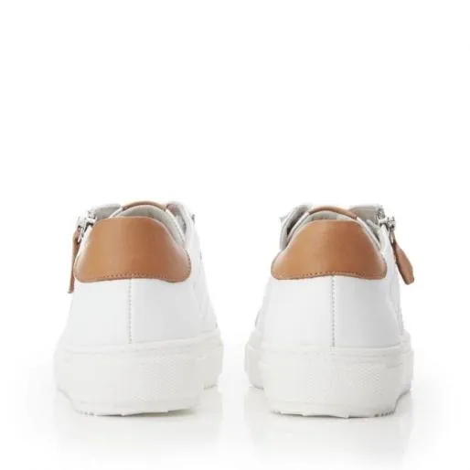 Sh Ivana WhiteTan Leather Women Moda In Pelle Casual Trainers Sh Ivana WhiteTan Leather Women Moda In Pelle Casual Trainers