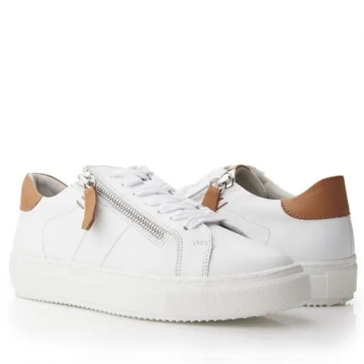 Sh Ivana WhiteTan Leather Women Moda In Pelle Casual Trainers Sh Ivana WhiteTan Leather Women Moda In Pelle Casual Trainers