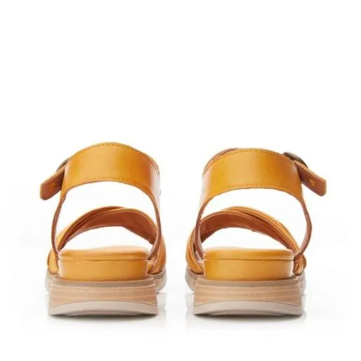 Sh Ivanna Mustard Leather Women Moda In Pelle Flat Sandals Sh Ivanna Mustard Leather Women Moda In Pelle Flat Sandals
