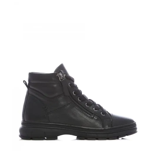 Sh Ivora Black Leather Women Moda In Pelle Ankle Boots