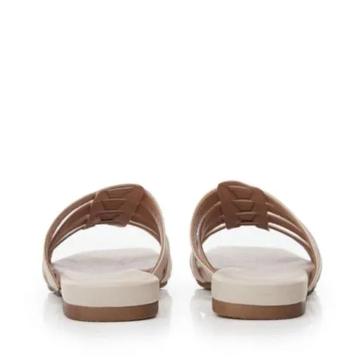 Sh Ivory Cream Leather Women Moda In Pelle Flat Sandals