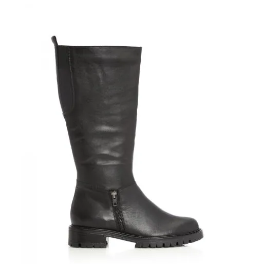 Sh Robyn Black Leather Women Moda In Pelle Knee High Boots
