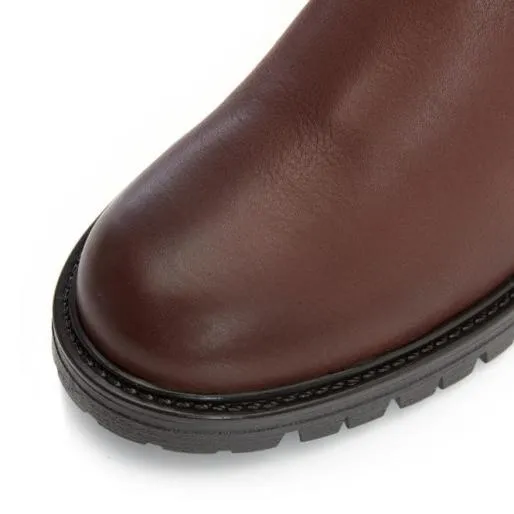 Sh Robyn Tan Leather Women Moda In Pelle Knee High Boots