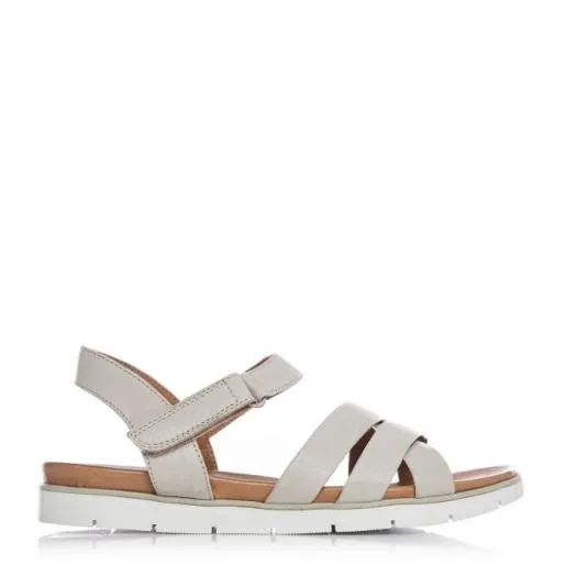 Shadow Grey Leather Women Moda In Pelle Flat Sandals