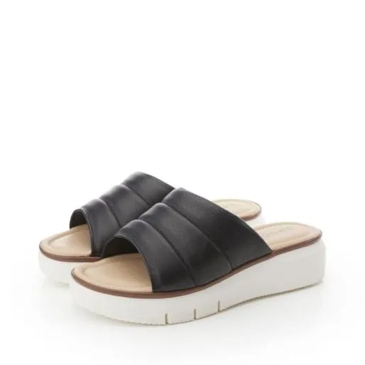 Sharay Black Leather Women Moda In Pelle Slider Sandals Sharay Black Leather Women Moda In Pelle Slider Sandals