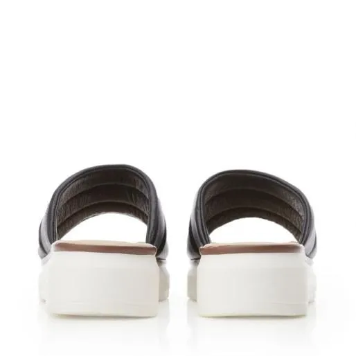 Sharay Black Leather Women Moda In Pelle Slider Sandals Sharay Black Leather Women Moda In Pelle Slider Sandals