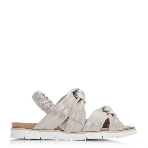 Shimmer Taupe Metallic Leather Women Moda In Pelle Flat Sandals