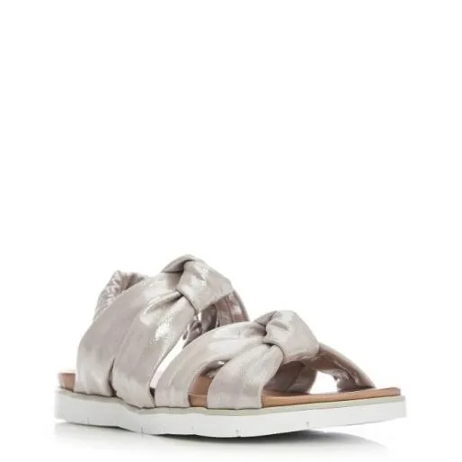Shimmer Taupe Metallic Leather Women Moda In Pelle Flat Sandals
