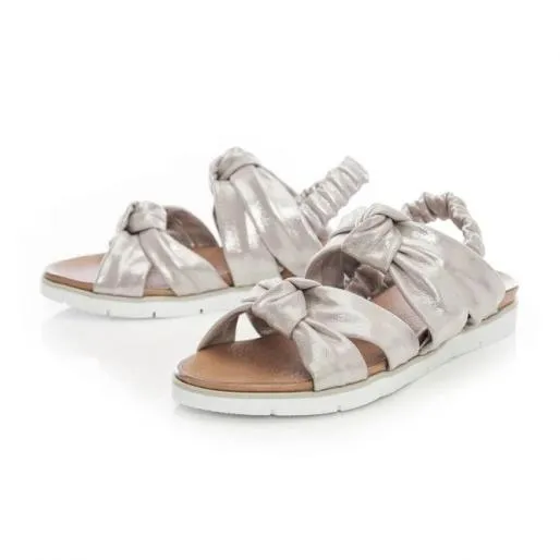 Shimmer Taupe Metallic Leather Women Moda In Pelle Flat Sandals