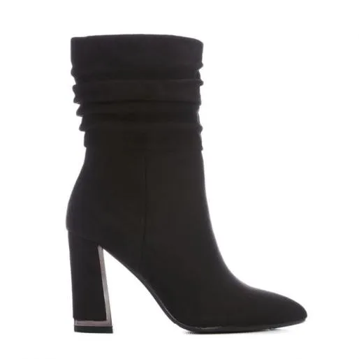 Shira Black Alcantara Women Moda In Pelle Ankle Boots