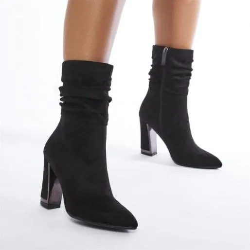 Shira Black Alcantara Women Moda In Pelle Ankle Boots Shira Black Alcantara Women Moda In Pelle Ankle Boots