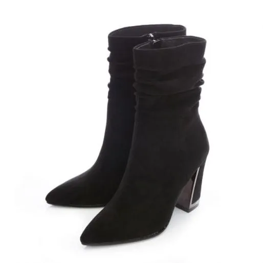 Shira Black Alcantara Women Moda In Pelle Ankle Boots Shira Black Alcantara Women Moda In Pelle Ankle Boots