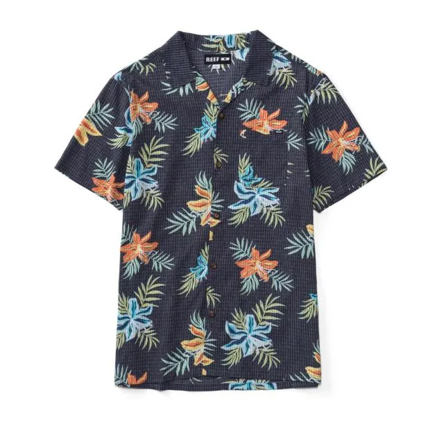Shirts Men REEF Arroyo Short Sleeve Shirt Caviar
