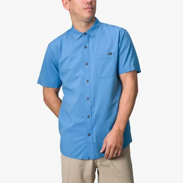 Shirts Men REEF Collins Short Sleeve Shirt Parisian Blue