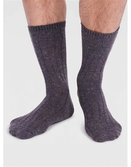 Socks Mens Hotter Aaron Ribbed Wool Blend Fleck Socks Grey Marle