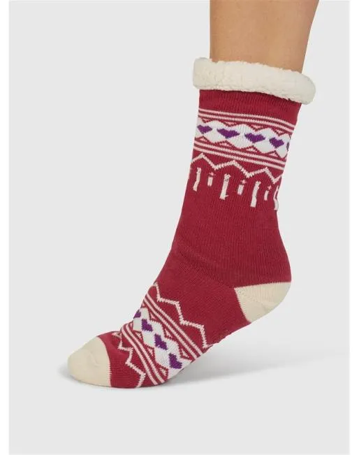 Socks Women Hotter Ilah Fair Isle Slipper Socks Radish Pink
