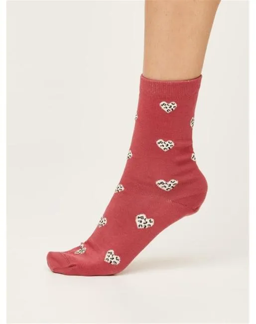 Socks Women Hotter Leopard Heart Socks Blush Pink