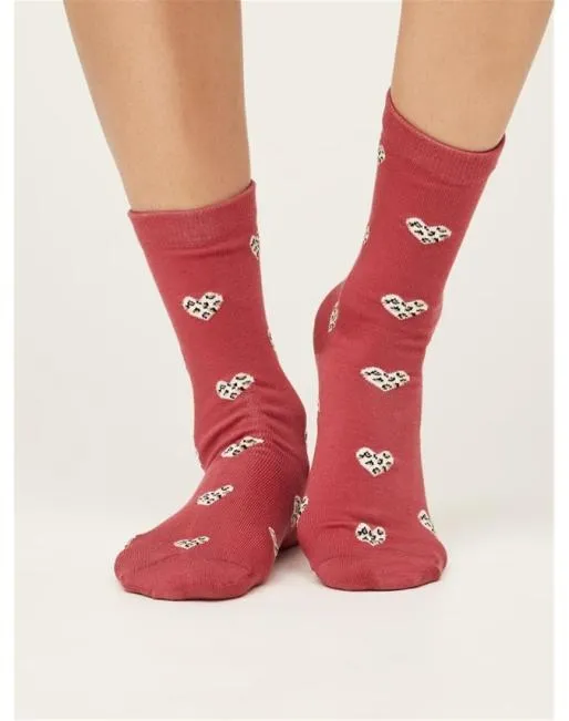 Socks Women Hotter Leopard Heart Socks Blush Pink