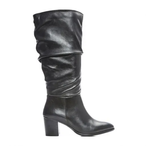 Starlene Black Leather Women Moda In Pelle Black Boots