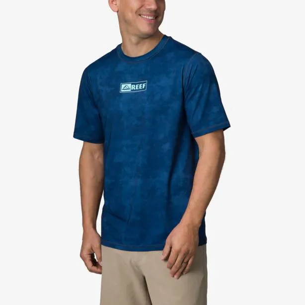 Surf Shirts Men REEF Ellsworth Short Sleeve Surf Shirt 50 UPF Insigna Blue Water P